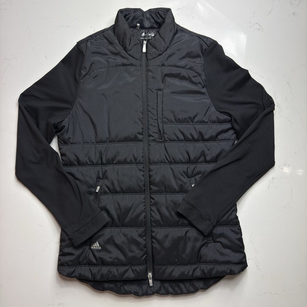 Adidas Golf Womens Size Medium Performance Full Zip Primaloft Puffy Jacket Black